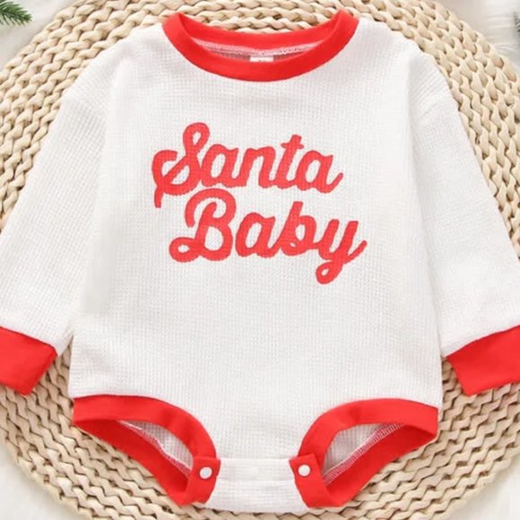 MiniOlie SANTA BABY Color Block Bodysuit - Picture 1 of 3